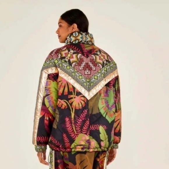 NWT!! FARM RIO Rauti Metallic Reversible Puffer Jacket Après Ski Winter Outdoors - Picture 7 of 16